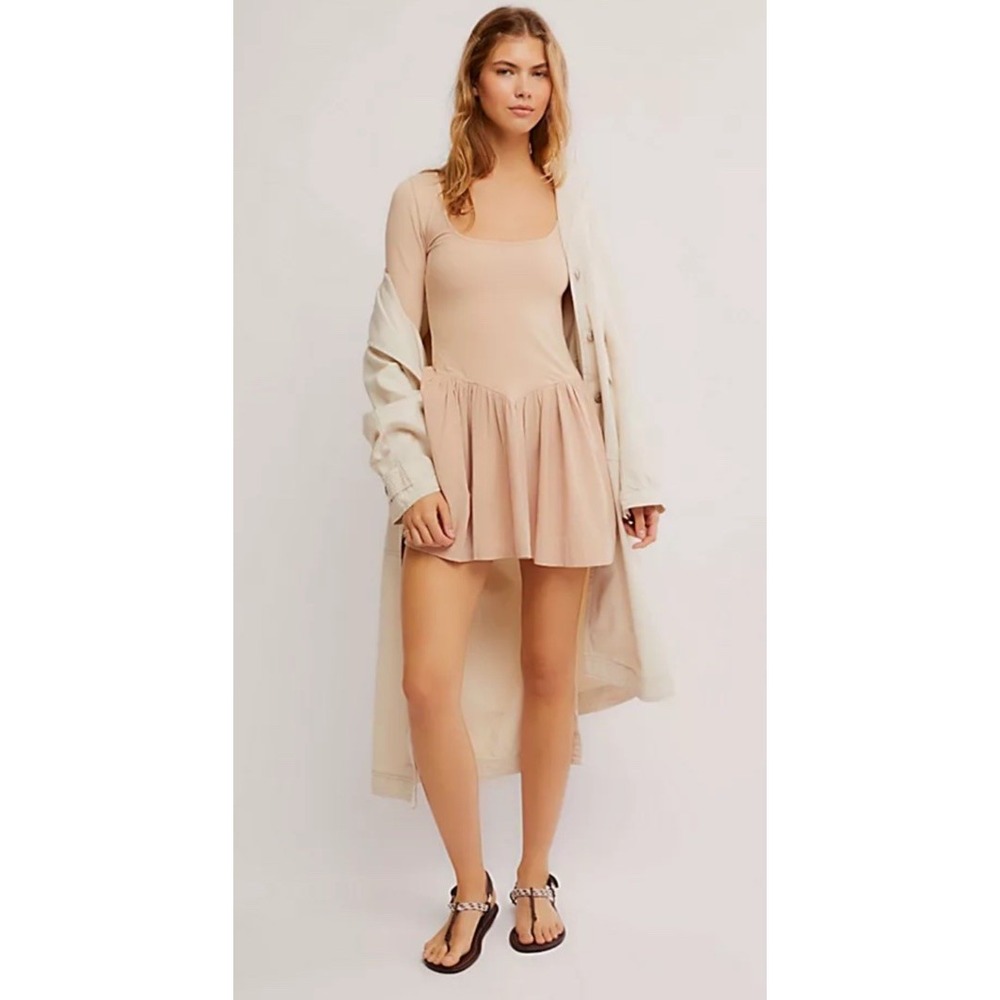 NWT Free People Onda Long Sleeves Side Pocket Drop Waist Minidress  Bohemian XL